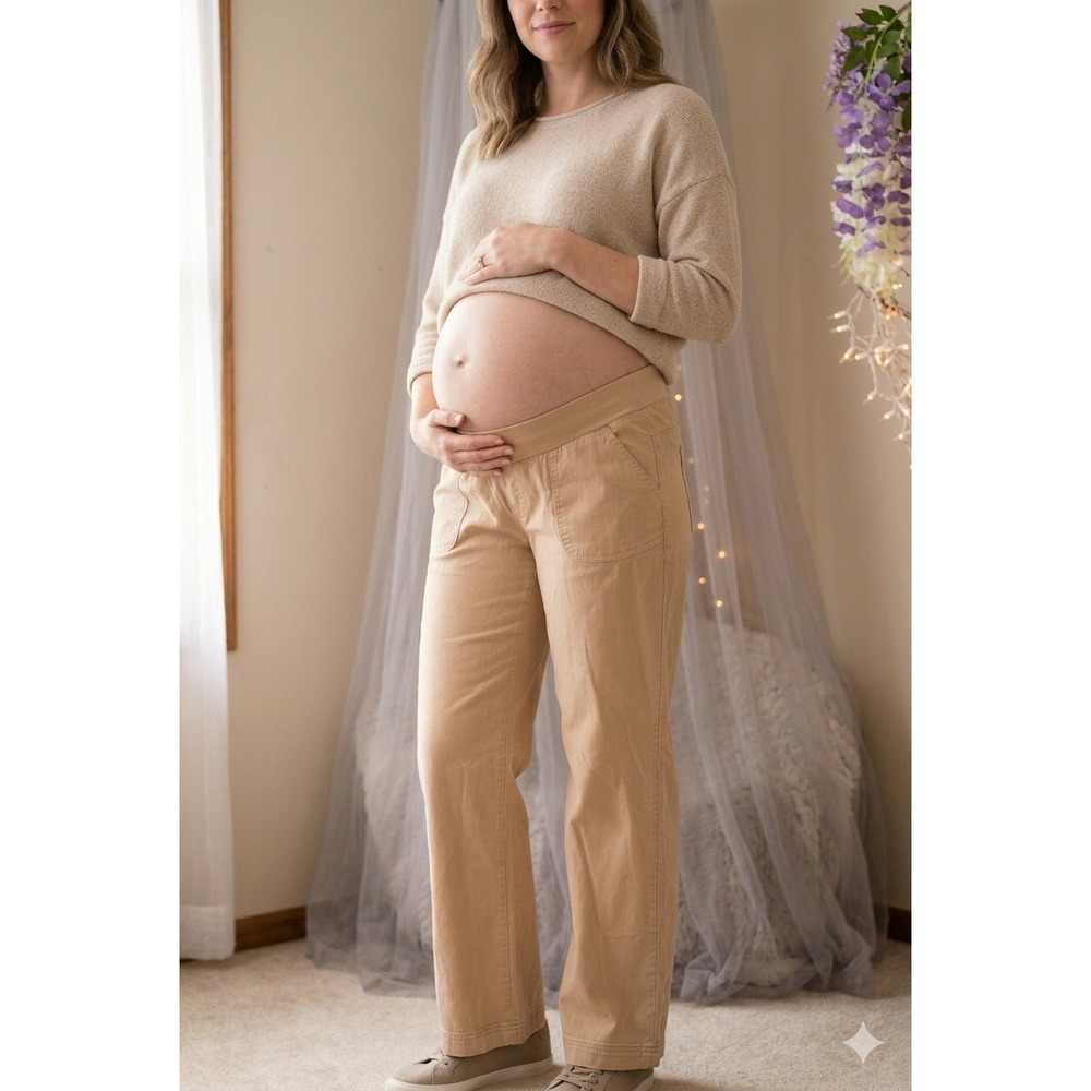 Planet Motherhood Clean Girl Granola Cotton Blend Cargo Pants Tan 35x30โ Size XL
